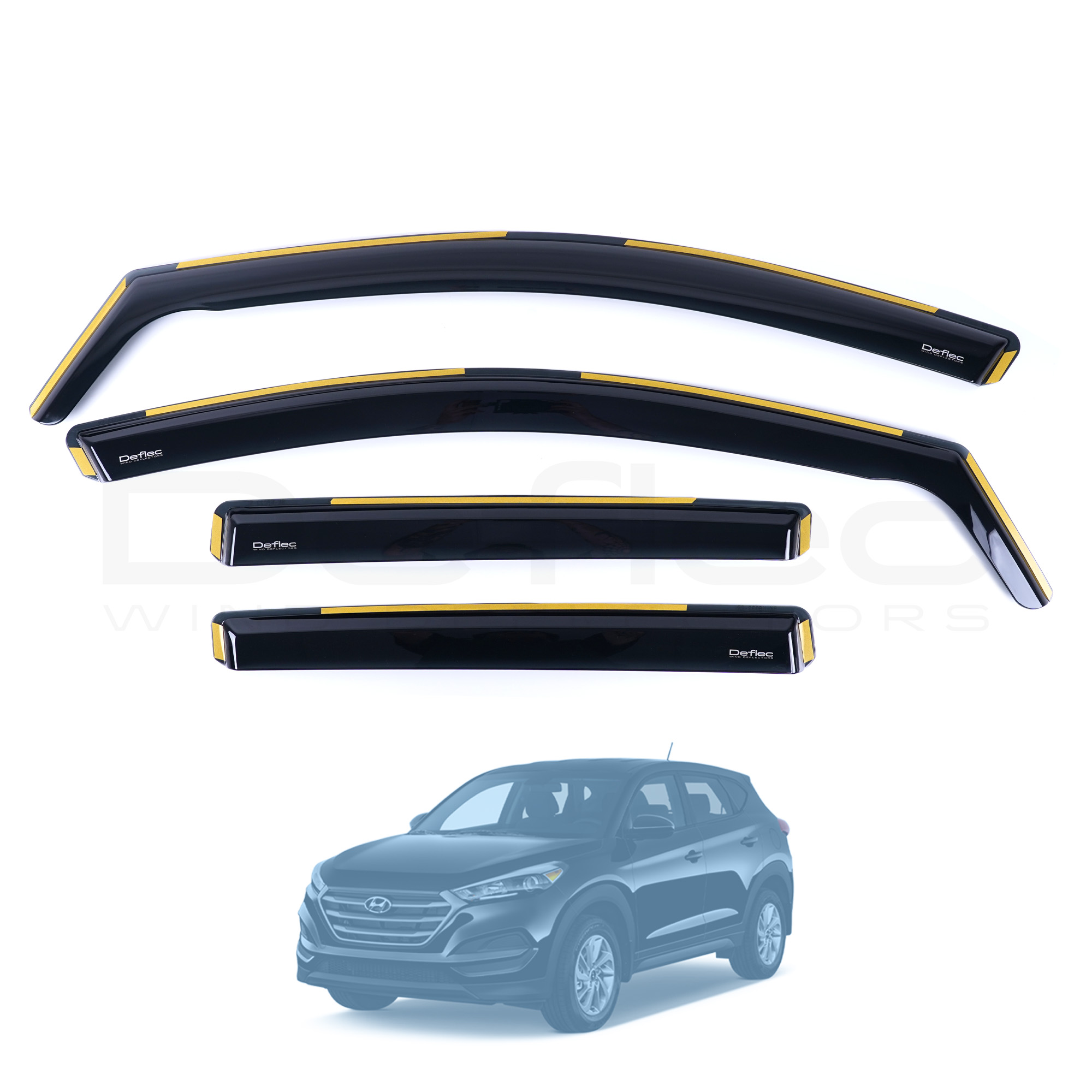 Hyundai Tucson 2015-2020 Deflec Smoked Wind Deflectors (5 Door) (4 pc)