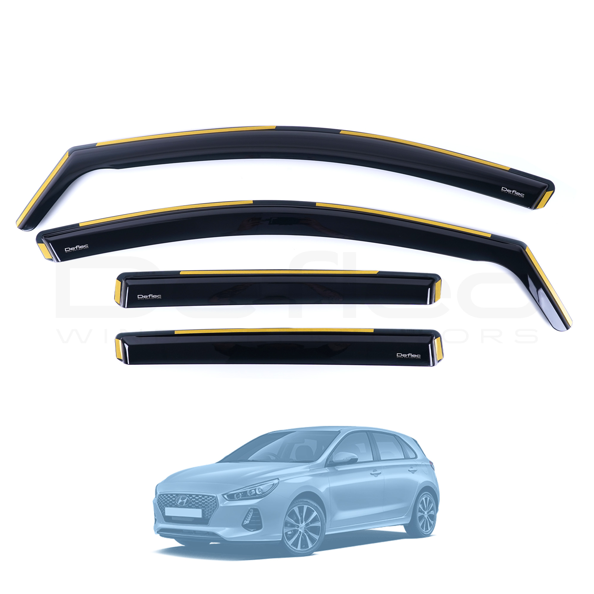 Hyundai I30 2017 Onwards Deflec Smoked Wind Deflectors (5 Door) (4 pc)
