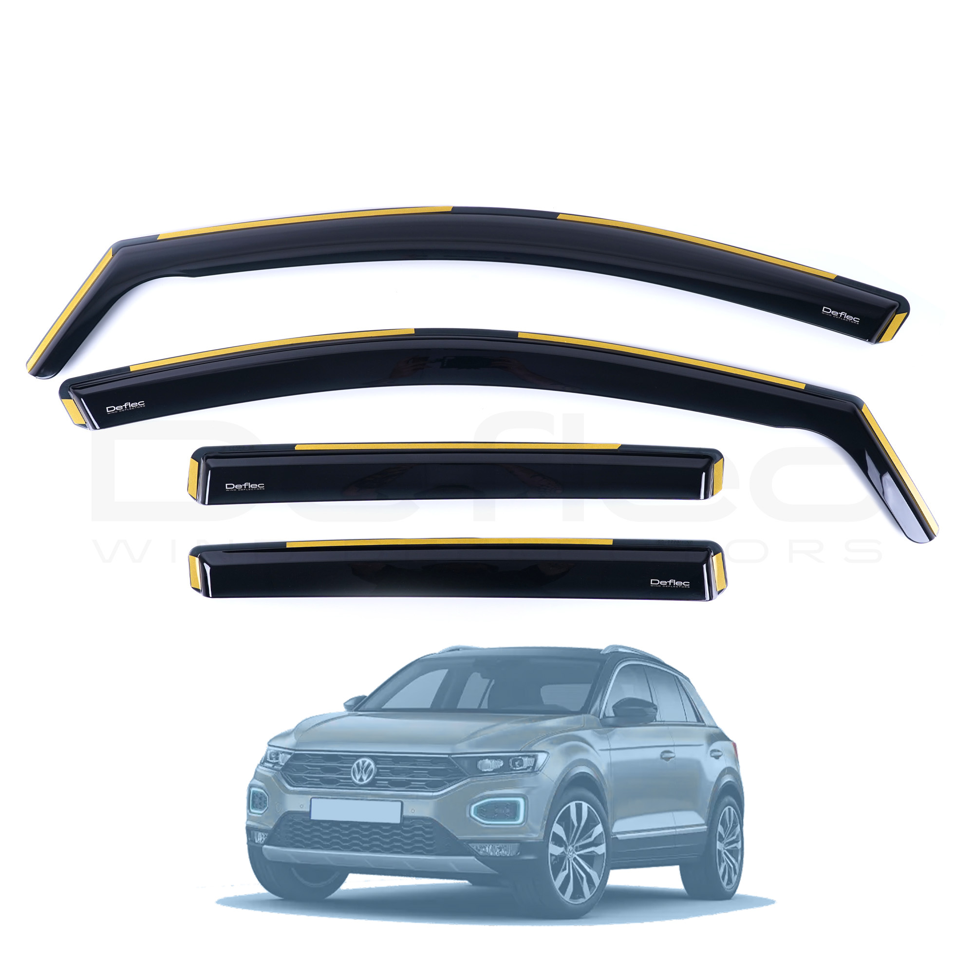 VW T-Roc Cross 2019 Onwards Deflec Smoked Wind Deflectors (4pc)